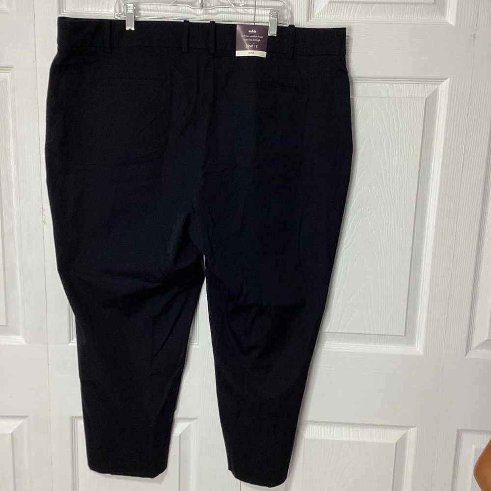 Ava & Viv Pants Ankle Mid Rise Comfort Waist Women’s Black Dress Pants 24W